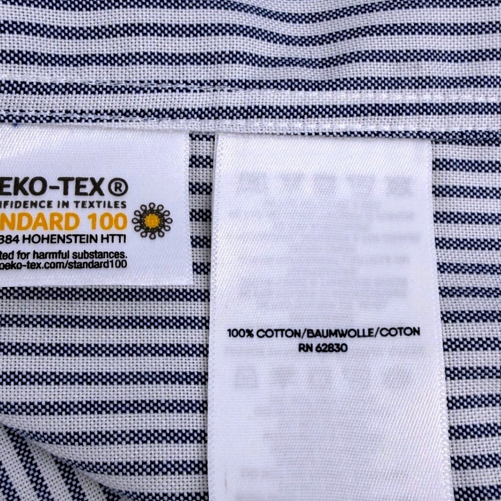 Lands End Mens Supima No Iron Oxford Shirt Blue White Stripe 17-33‎ Traditional - Picture 7 of 10